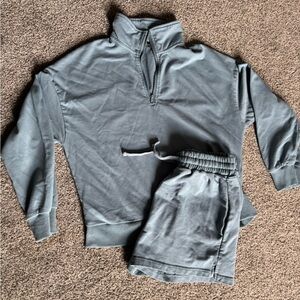 Women's Gray Quarter-Zip Lounge Set